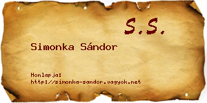 Simonka Sándor névjegykártya